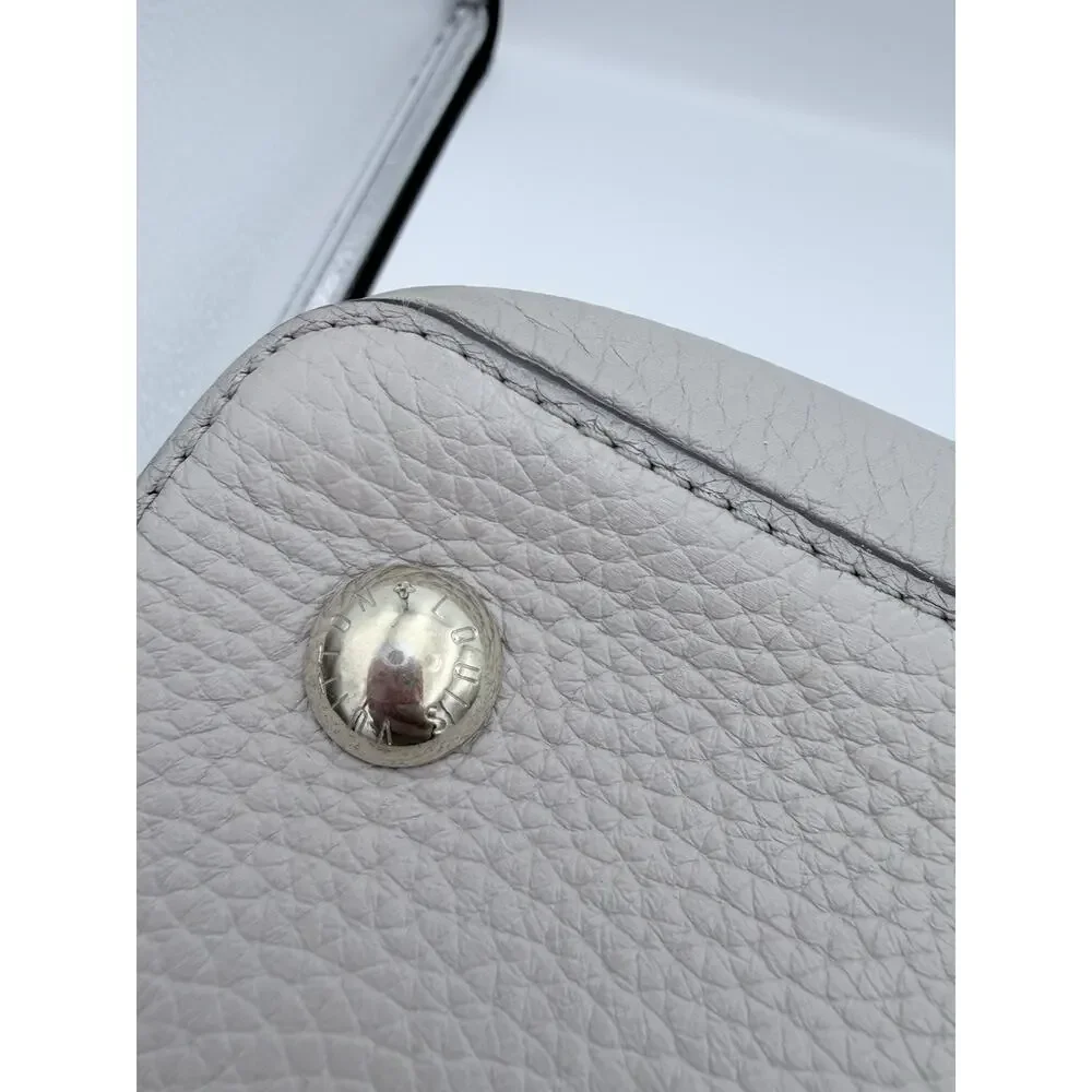 Authentic Louis Vuitton Capucines MM Gray Taurillon Leather Gold Hardware Bag